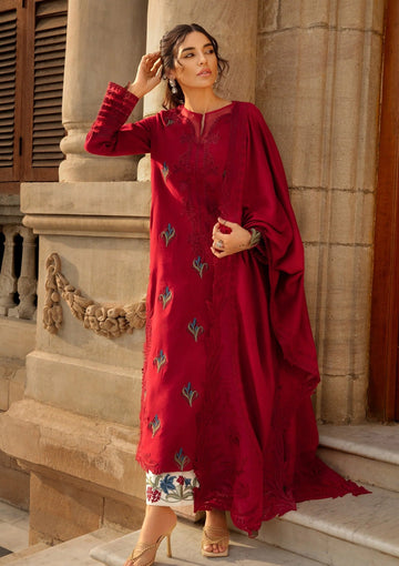 Winter Collection - Crimson - Aaleen - Winter Unstitched 24 - Jurao ka Kaam