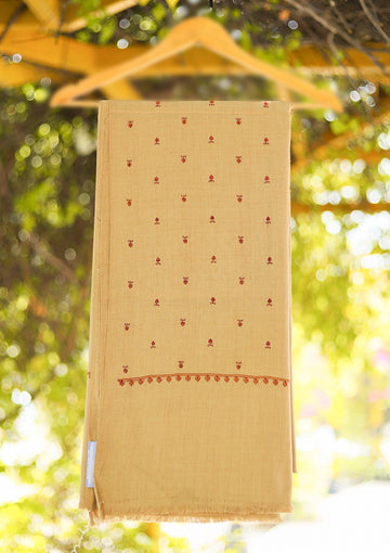 Wool Embroidered Shawl D - 25 - G Brown