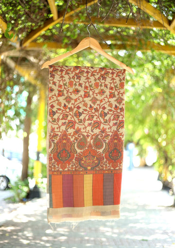 Digital Printed Wool Shawl D - 22 - Brown