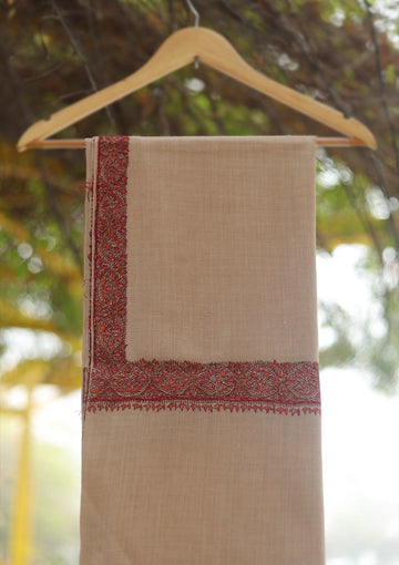 Wool Needle Work Shawl D - 68 - BROWN