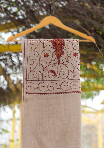 Wool Emboridered Shawl D - 02C - D SKIN