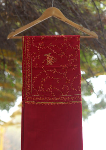 Wool Needle Work Shawl D - 71 - MAROON