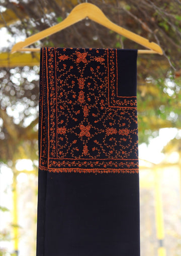 Wool Needle Work Shawl D - 70L - N BLUE