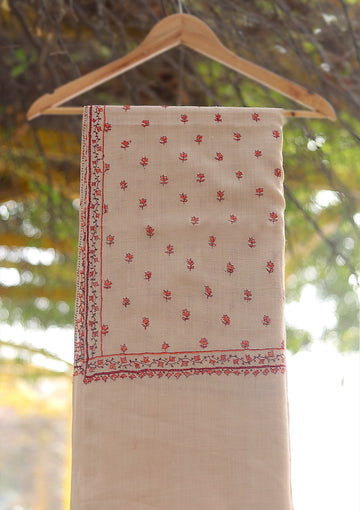 Wool Needle Work Shawl D - 70D - L BEIGE