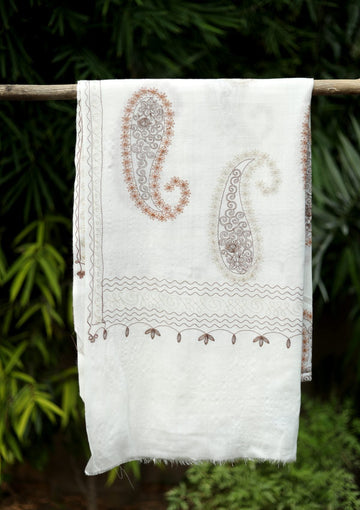 Ari Work Wool Shawl D - 48 - Off White