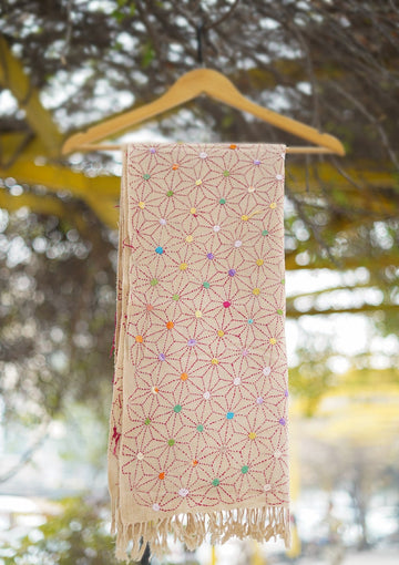 Wool Needle Work Shawl D - 49D - P SKIN