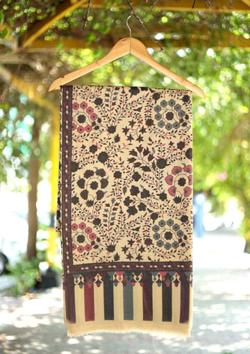 Digital Printed Wool Shawl D - 07 - Brown