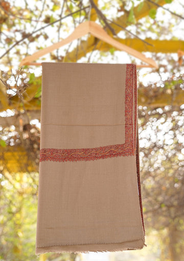 Wool Needle Work Shawl D - 37 - M Brown