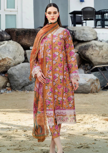 Lawn - Farasha - Aurea - Eid Summer 25 - Coral Haze