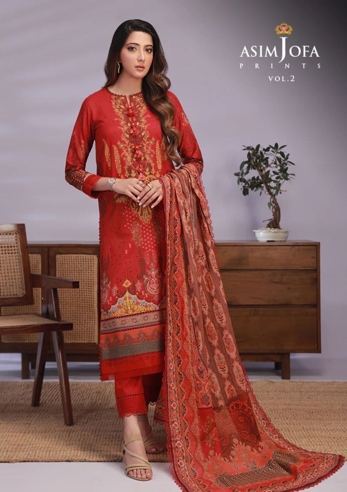 Lawn Collection - Asim Jofa - Basic - Print - 3 Pcs - AJBP#32