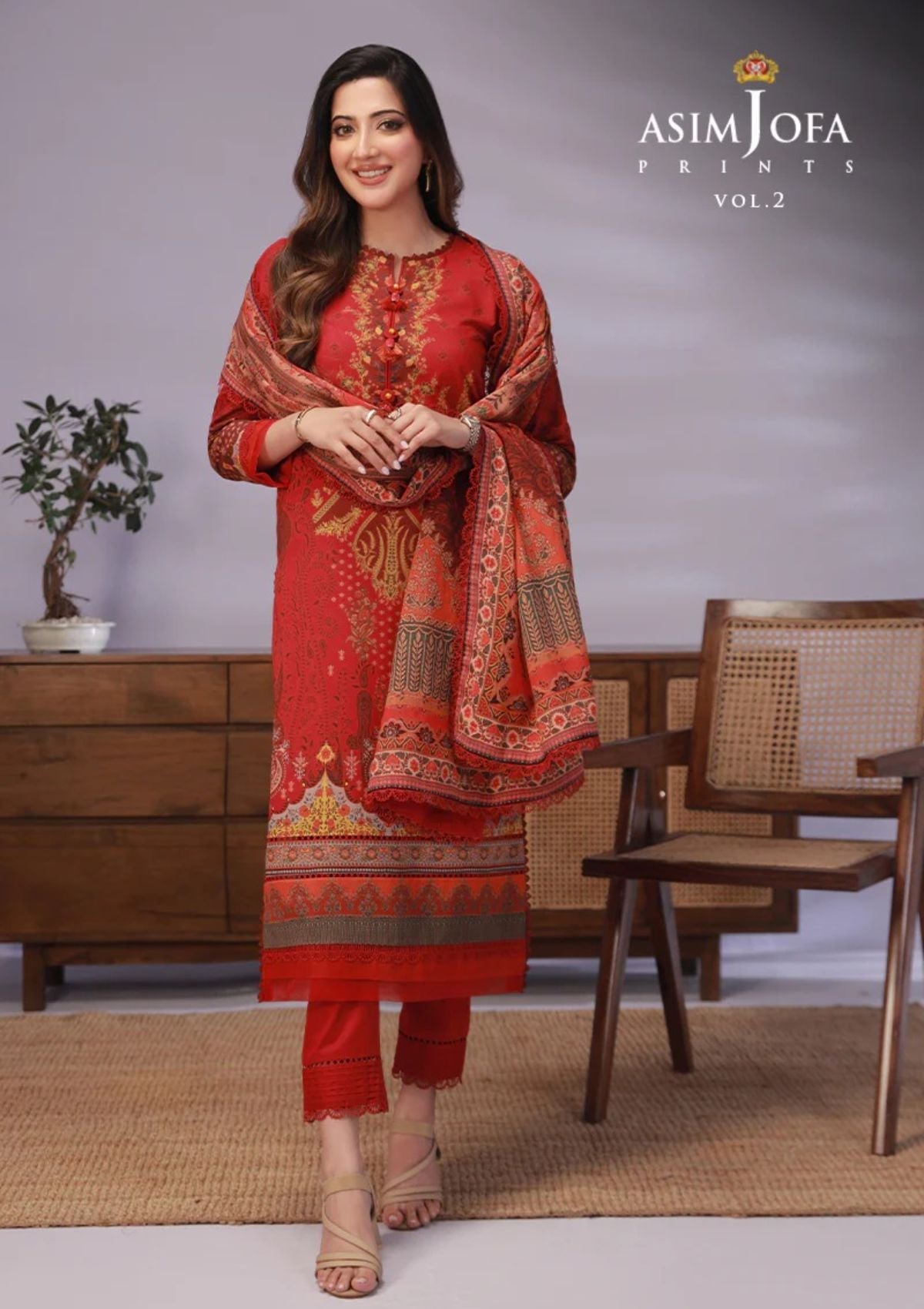 Lawn Collection - Asim Jofa - Basic - Print - 3 Pcs - AJBP#32