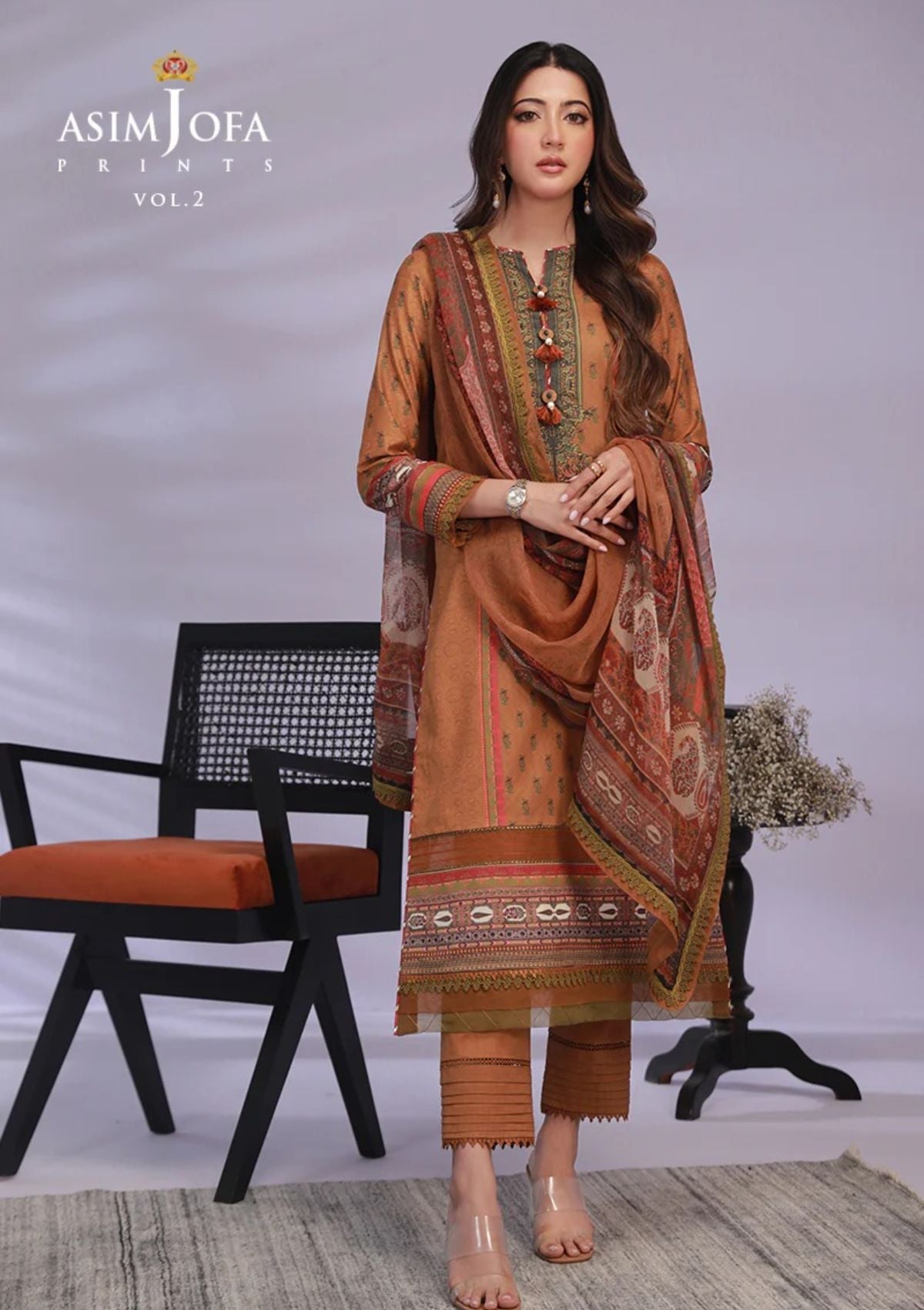 Lawn Collection - Asim Jofa - Basic - Print - 3 Pcs - AJBP#37