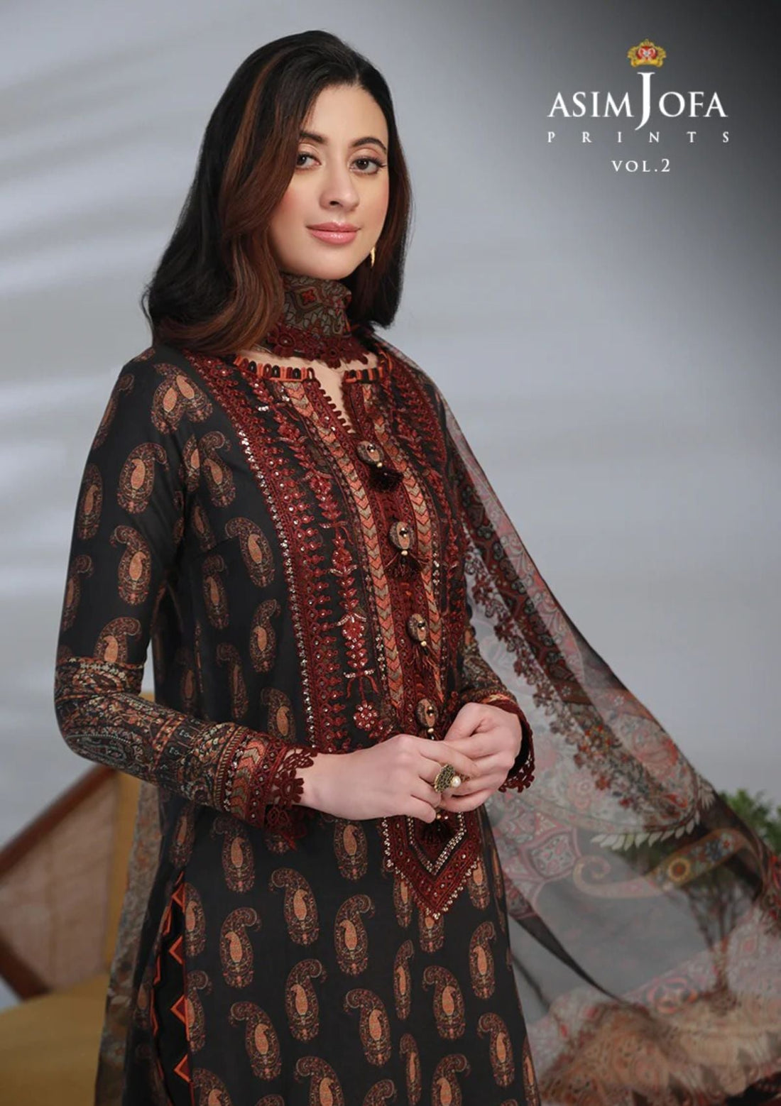 Lawn Collection - Asim Jofa - Basic - Print - 3 Pcs - AJBP#40