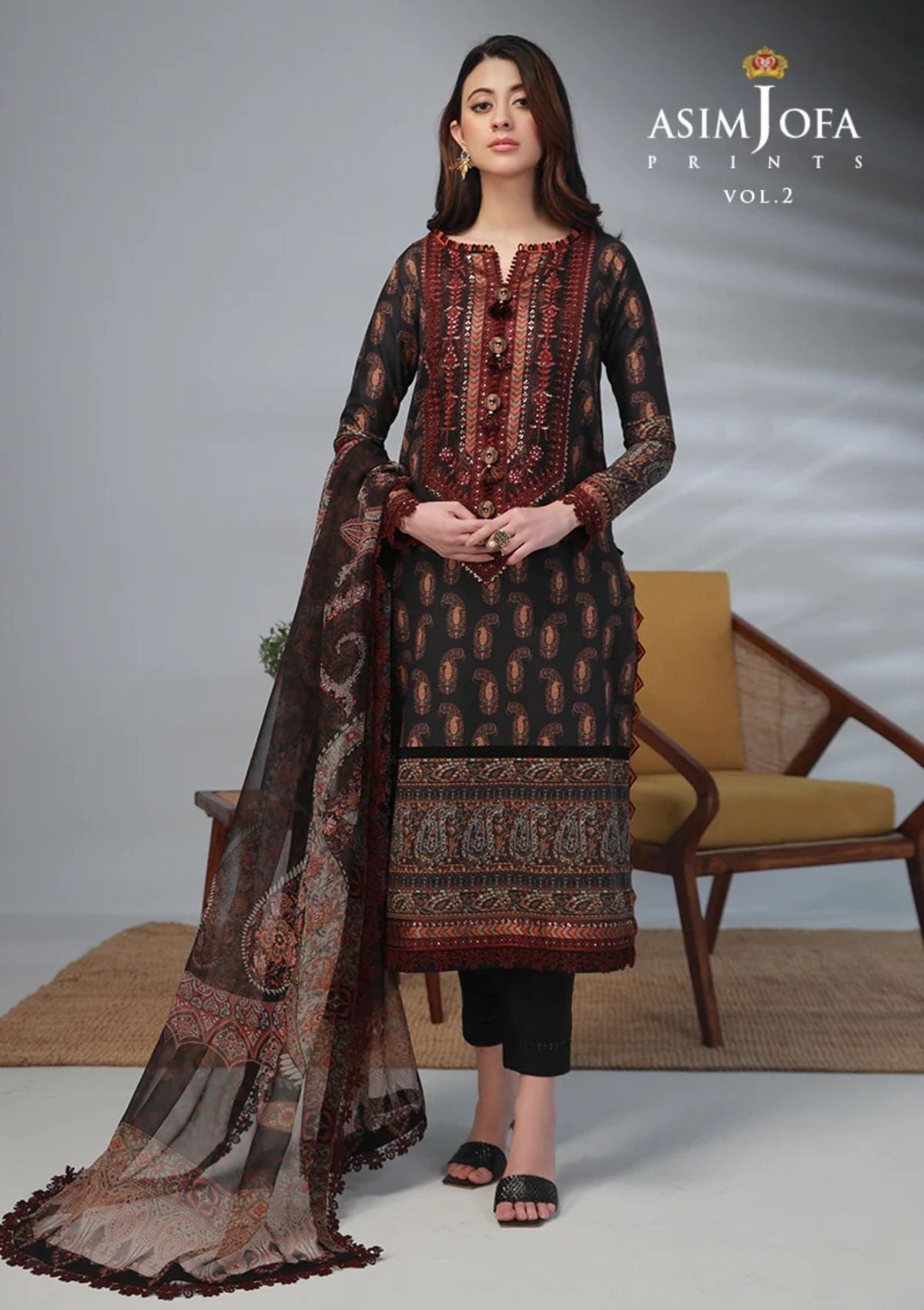 Lawn Collection - Asim Jofa - Basic - Print - 3 Pcs - AJBP#40