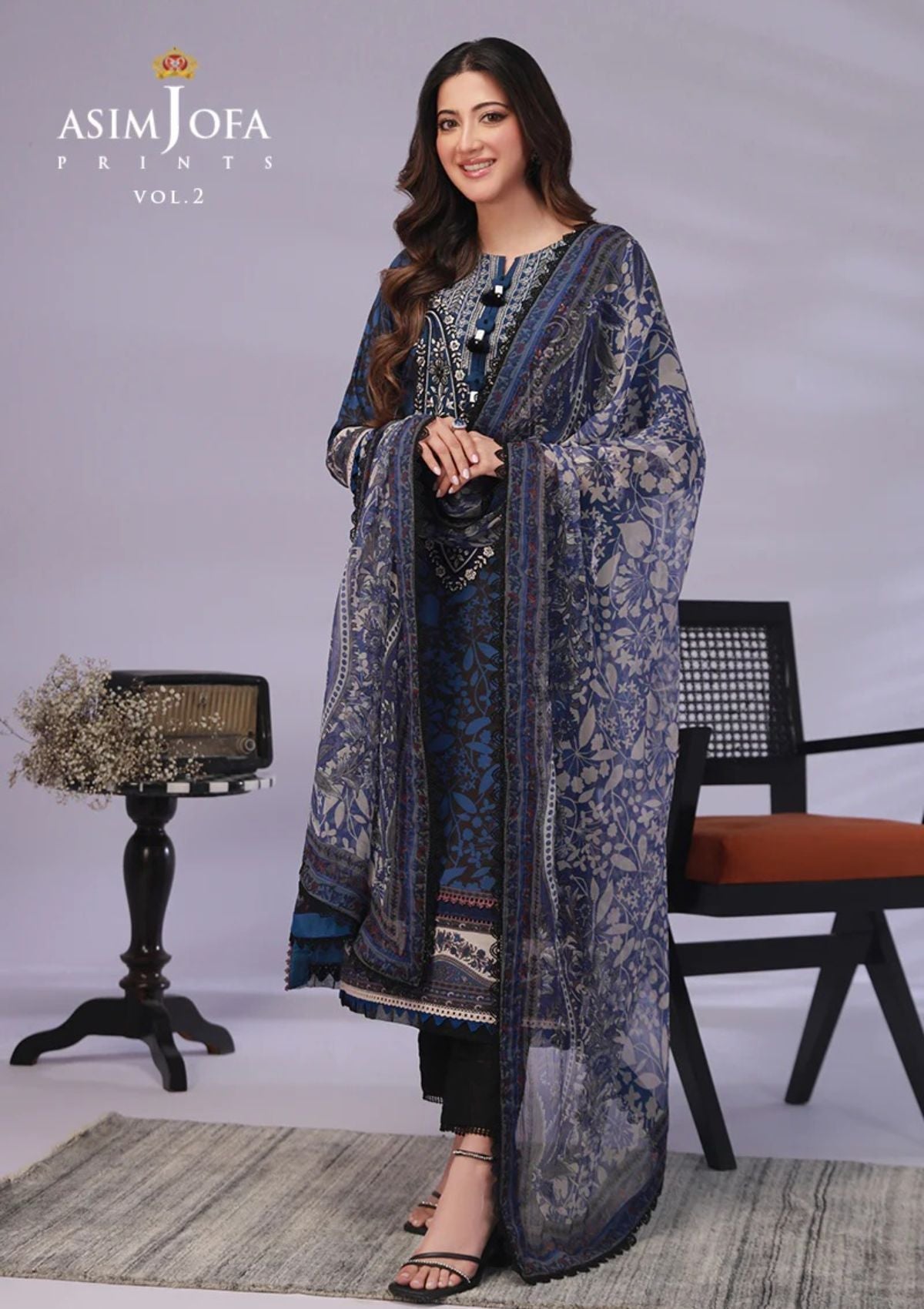 Lawn Collection - Asim Jofa - Basic - Print - 3 Pcs - AJBP#43