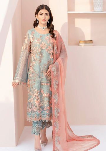 Formal Dress - Ramsha - Chevron - Chiffon - V06 - A#612