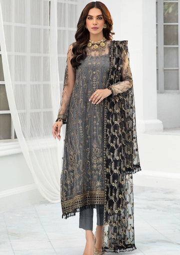 Formal Dress - Zarif - De Luxury - Chiffon - ZDL#03 (Graphite)