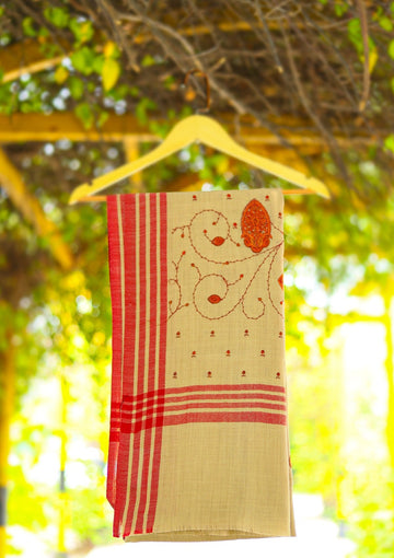 Wool Embroidered Shawl D - 23 - Brown