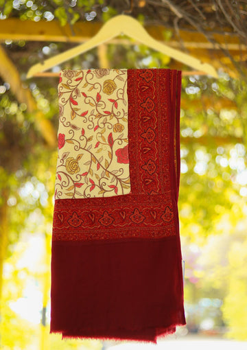 Wool Embroidered Shawl D - 17 -SKIN