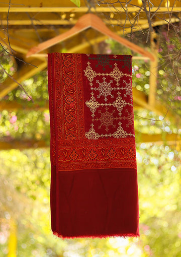 Wool Embroidered Shawl D - 19 - MAROON