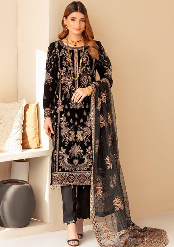 Winter Collection - Ramsha - Velvet - V04 - D#401 (Black)