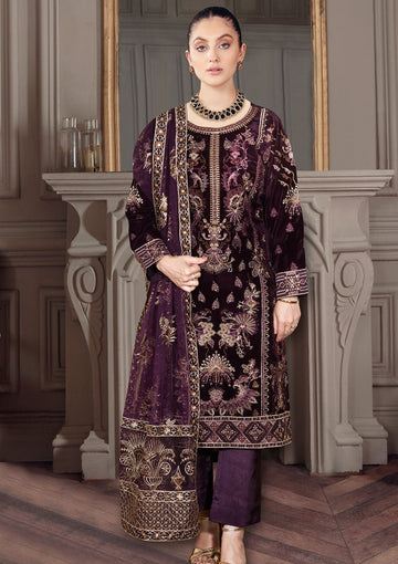 Winter Collection - Ramsha - Velvet - V04 - D#401 (Plum)