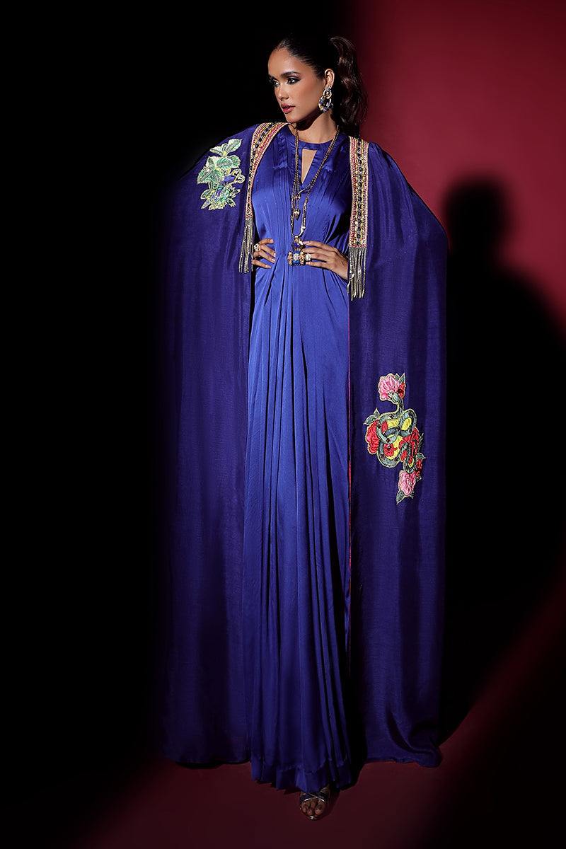 Wardha Saleem | Luxury Pret Fusion Wear | NOVA CAPE WITH DRAPE (2PC) - Official Wardha Saleem stockist in UK - Sakeena London