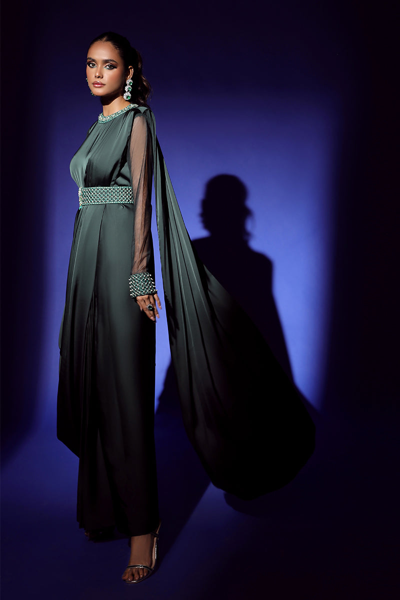Wardha Saleem | Luxury Pret Fusion Wear | ZEPHYR SAREE DRAPE WITH BELT (2PC) - Official Wardha Saleem stockist in UK - Sakeena London