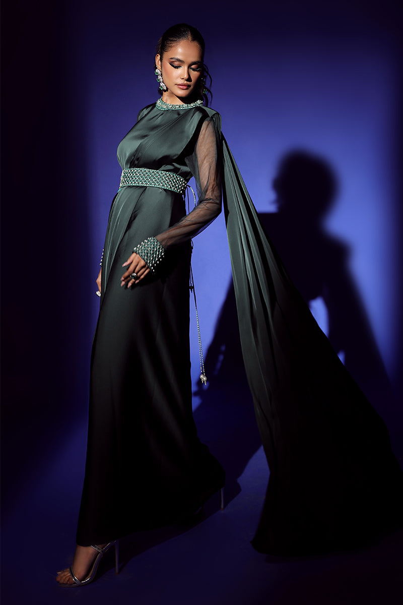 Wardha Saleem | Luxury Pret Fusion Wear | ZEPHYR SAREE DRAPE WITH BELT (2PC) - Official Wardha Saleem stockist in UK - Sakeena London