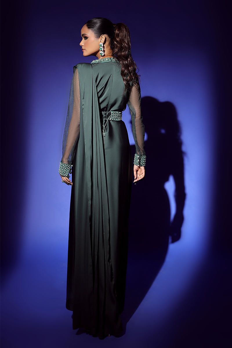 Wardha Saleem | Luxury Pret Fusion Wear | ZEPHYR SAREE DRAPE WITH BELT (2PC) - Official Wardha Saleem stockist in UK - Sakeena London