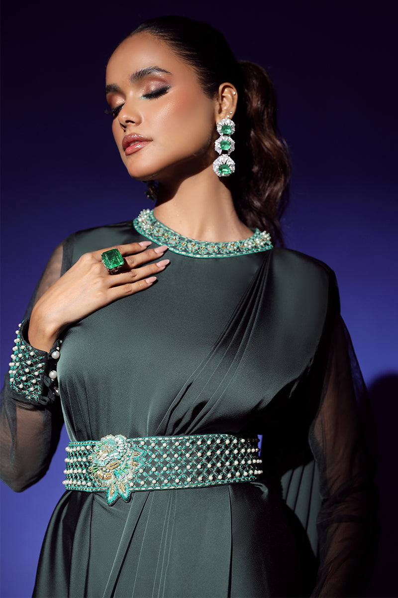 Wardha Saleem | Luxury Pret Fusion Wear | ZEPHYR SAREE DRAPE WITH BELT (2PC) - Official Wardha Saleem stockist in UK - Sakeena London