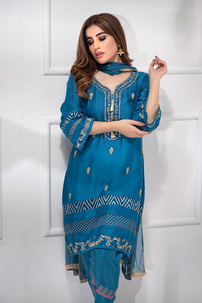 Fatima Khan | Luxury Pret 24 | LAPIS BLUE - Official Fatima Khan stockist in UK - Sakeena London