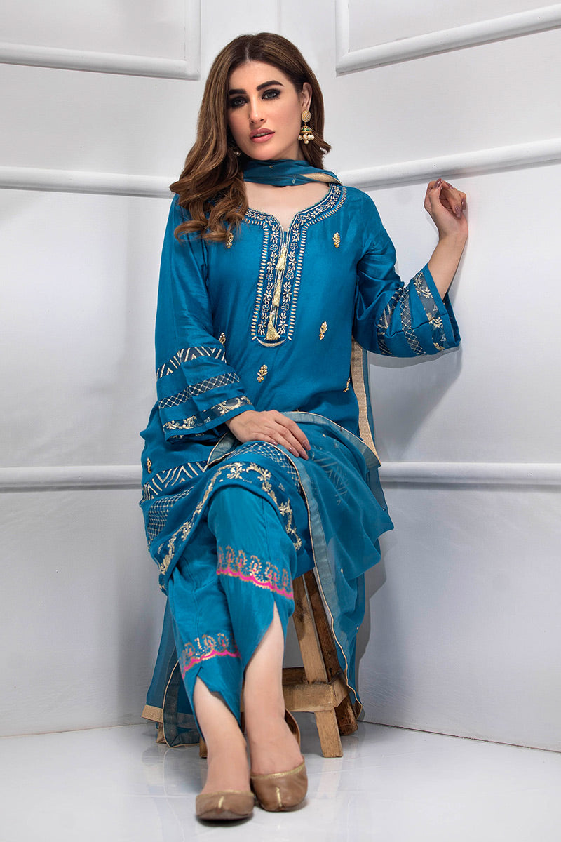 Fatima Khan | Luxury Pret 24 | LAPIS BLUE - Official Fatima Khan stockist in UK - Sakeena London