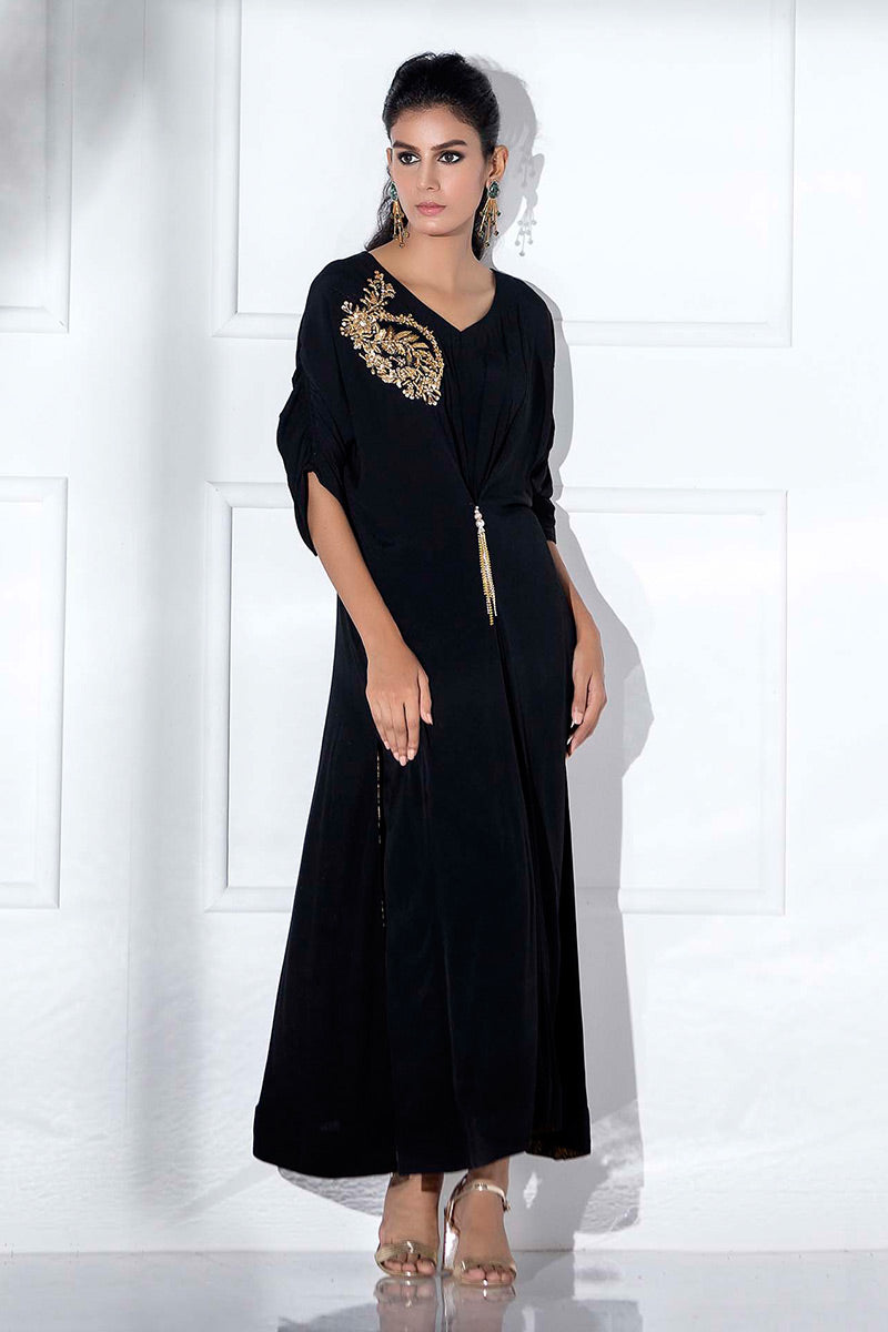 Fatima Khan | Luxury Pret 24 | JADE BLACK KAFTAN - Official Fatima Khan stockist in UK - Sakeena London