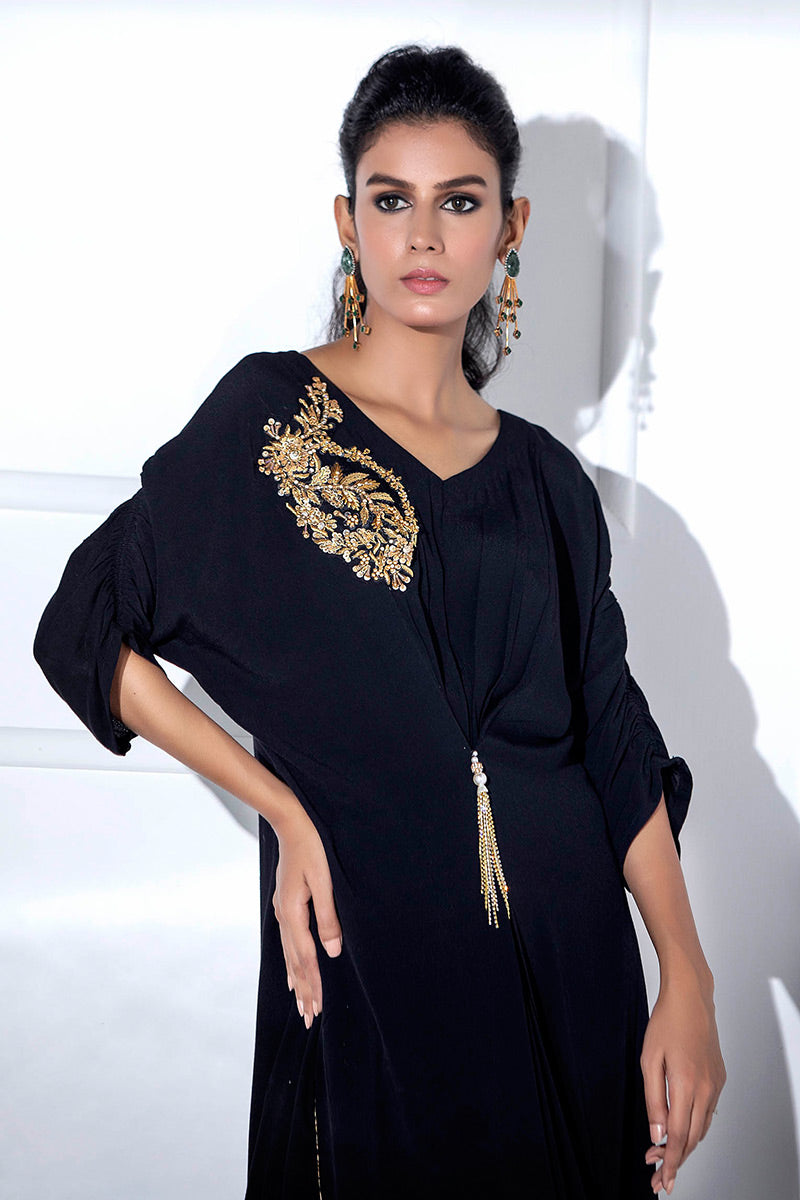 Fatima Khan | Luxury Pret 24 | JADE BLACK KAFTAN - Official Fatima Khan stockist in UK - Sakeena London