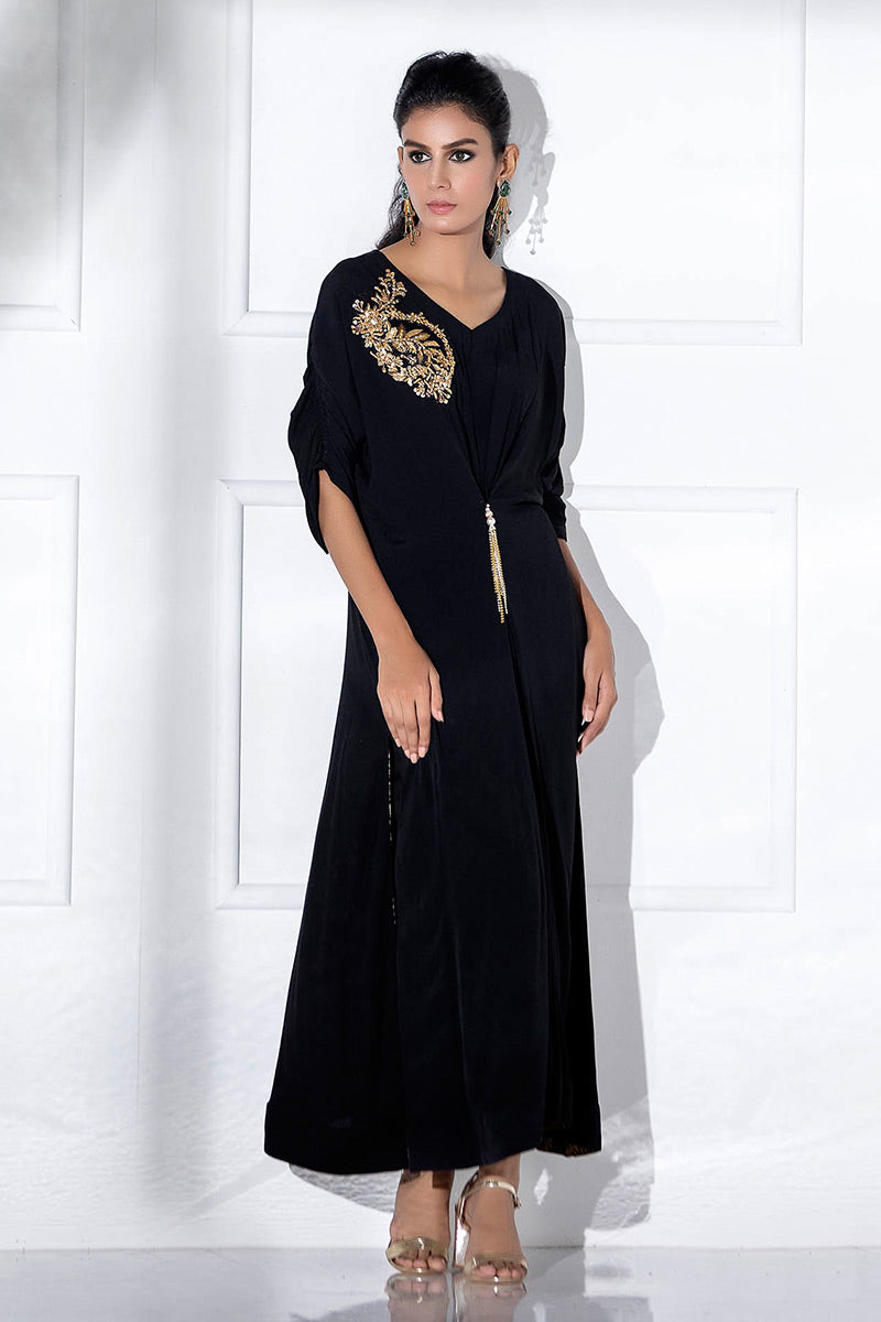 Fatima Khan | Luxury Pret 24 | JADE BLACK KAFTAN - Official Fatima Khan stockist in UK - Sakeena London