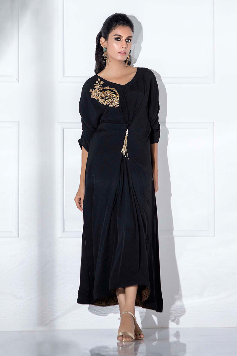 Fatima Khan | Luxury Pret 24 | JADE BLACK KAFTAN - Official Fatima Khan stockist in UK - Sakeena London