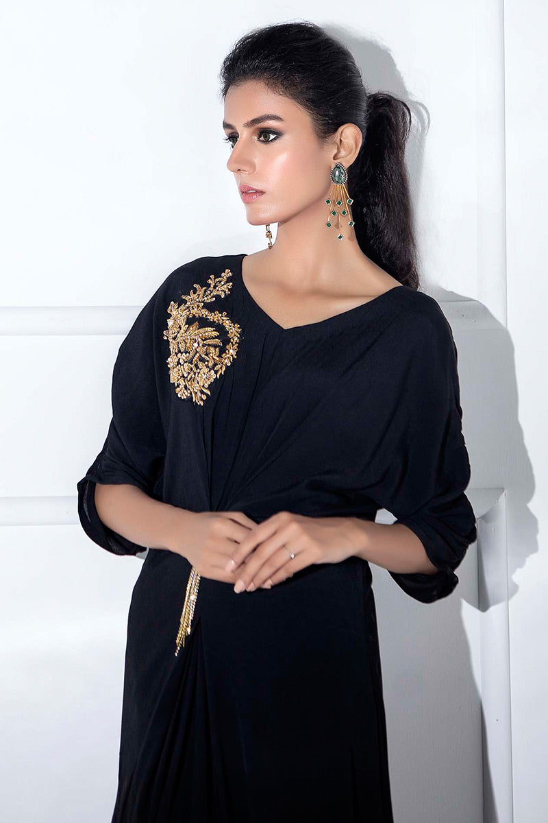 Fatima Khan | Luxury Pret 24 | JADE BLACK KAFTAN - Official Fatima Khan stockist in UK - Sakeena London
