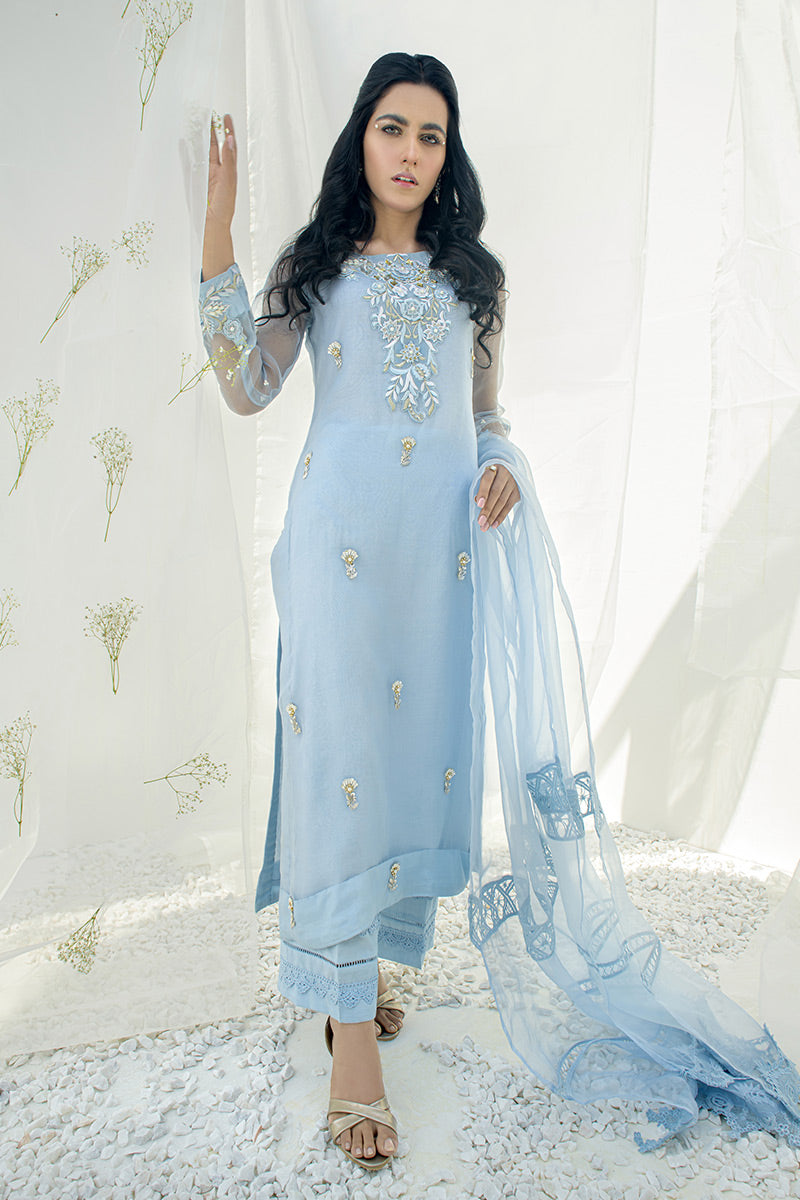 Fatima Khan | Luxury Pret 24 | POWDER BLUE - Official Fatima Khan stockist in UK - Sakeena London