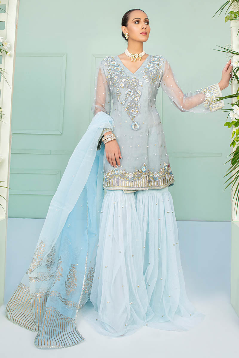 Fatima Khan | Luxury Pret 24 | MINHA (GREY ORGANZA) - Official Fatima Khan stockist in UK - Sakeena London