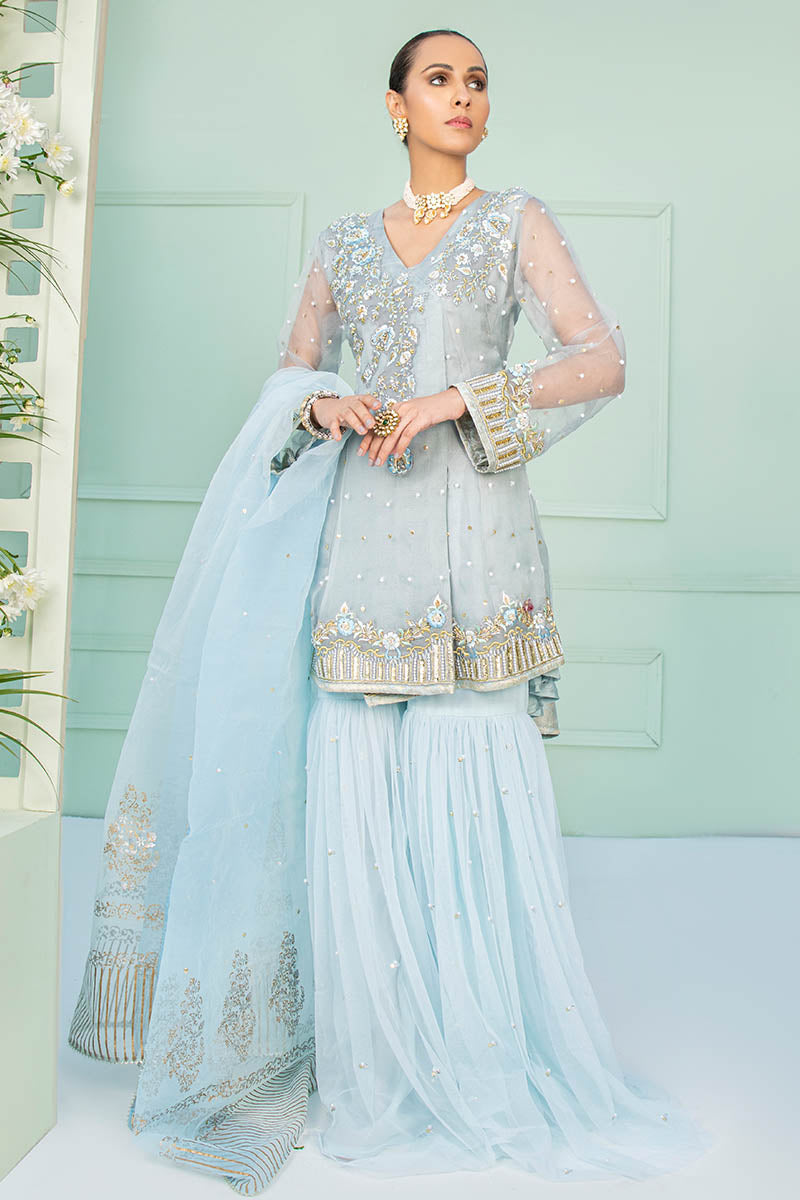 Fatima Khan | Luxury Pret 24 | MINHA (GREY ORGANZA) - Official Fatima Khan stockist in UK - Sakeena London