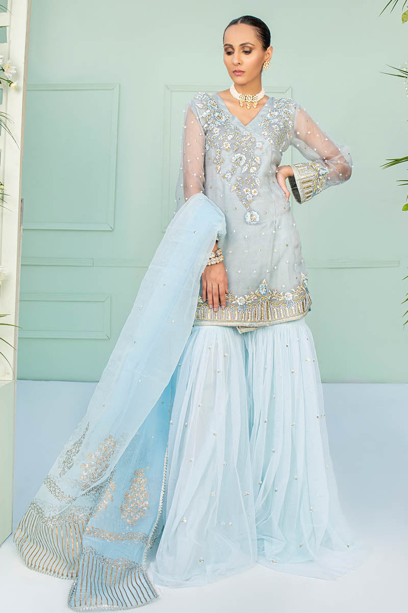 Fatima Khan | Luxury Pret 24 | MINHA (GREY ORGANZA) - Official Fatima Khan stockist in UK - Sakeena London
