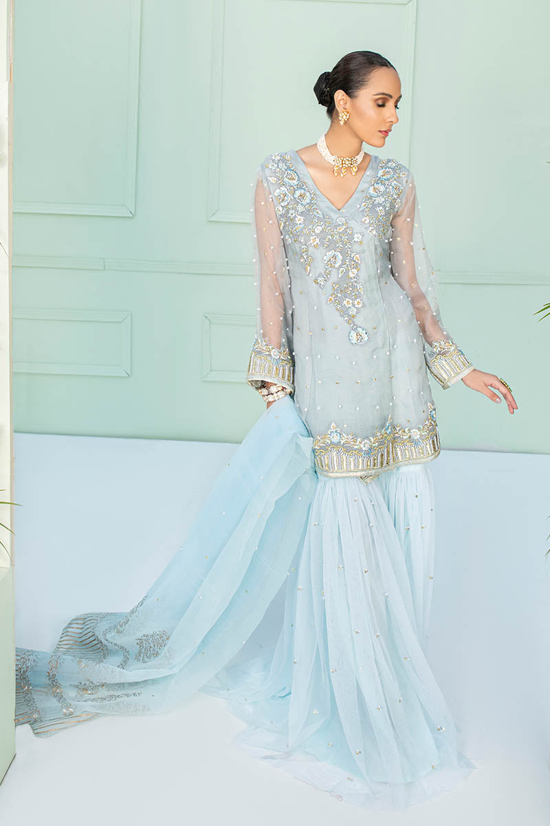 Fatima Khan | Luxury Pret 24 | MINHA (GREY ORGANZA) - Official Fatima Khan stockist in UK - Sakeena London