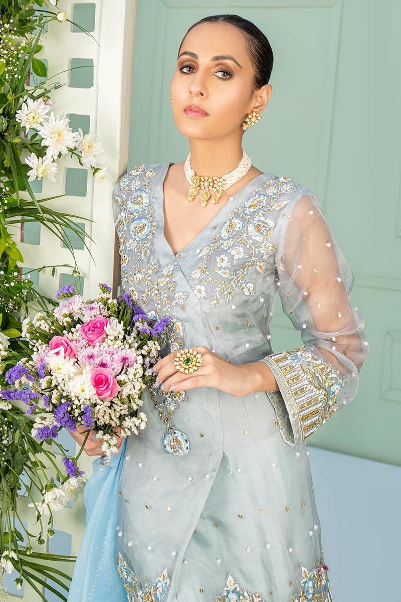 Fatima Khan | Luxury Pret 24 | MINHA (GREY ORGANZA) - Official Fatima Khan stockist in UK - Sakeena London