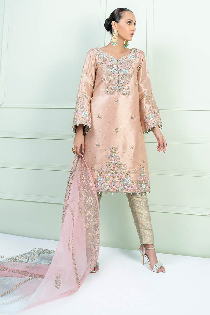 Fatima Khan | Luxury Pret 24 | AYRA (PEACH MAYSURI EMBROIDERED) - Official Fatima Khan stockist in UK - Sakeena London