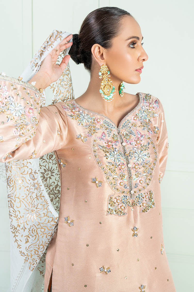 Fatima Khan | Luxury Pret 24 | AYRA (PEACH MAYSURI EMBROIDERED) - Official Fatima Khan stockist in UK - Sakeena London