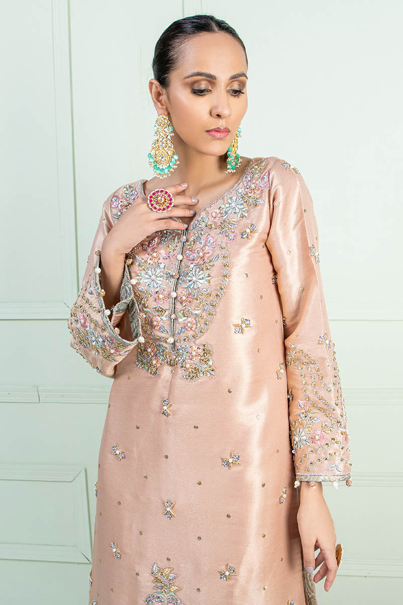 Fatima Khan | Luxury Pret 24 | AYRA (PEACH MAYSURI EMBROIDERED) - Official Fatima Khan stockist in UK - Sakeena London