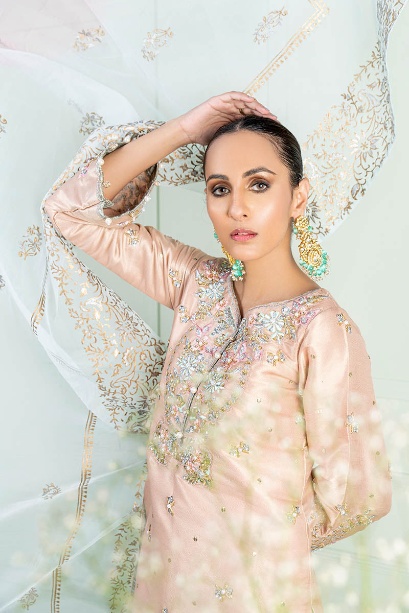 Fatima Khan | Luxury Pret 24 | AYRA (PEACH MAYSURI EMBROIDERED) - Official Fatima Khan stockist in UK - Sakeena London
