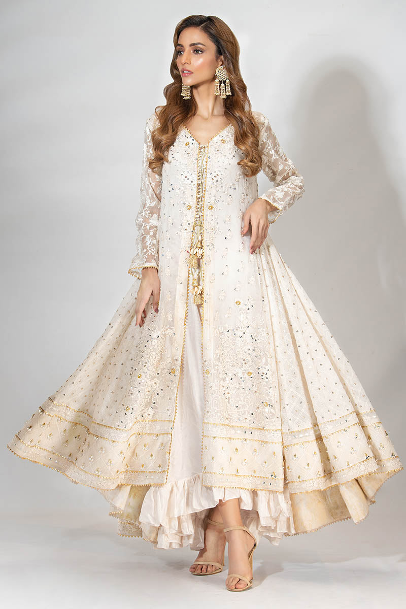 Fatima Khan | Best Sellers 24 | EGG SHELL WHITE KALIDAR - Official Fatima Khan stockist in UK - Sakeena London