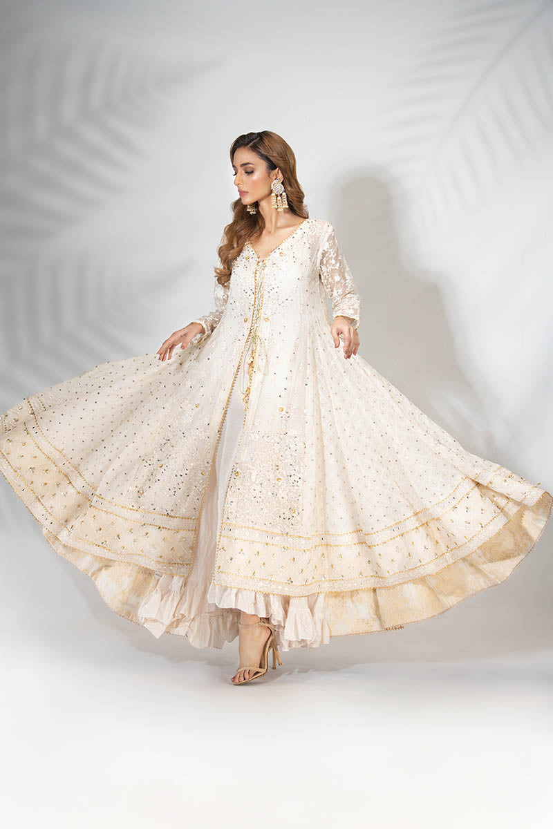 Fatima Khan | Best Sellers 24 | EGG SHELL WHITE KALIDAR - Official Fatima Khan stockist in UK - Sakeena London